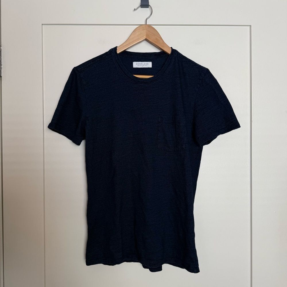 Everlane T-Shirt Tee Mens Sz S Navy Short Sleeve 100% Cotton Casual Preppy